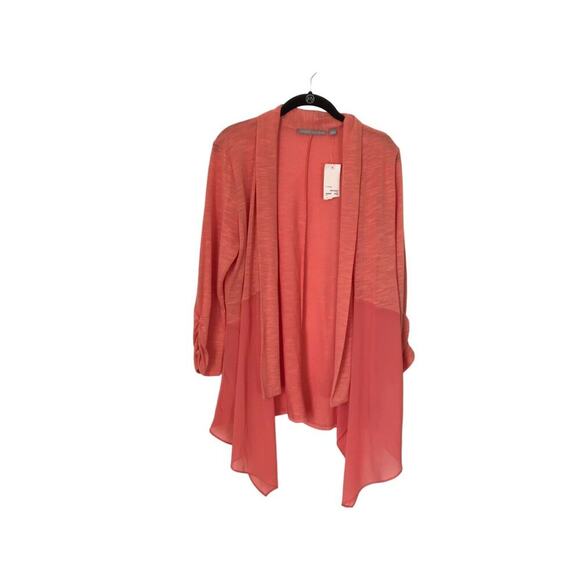 Valerie Stevens Sweater Size Large Guava Open Front Long Raglan Sleeve Cardigan - Picture 1 of 14